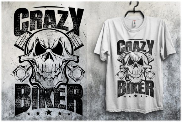 Crazy Biker Graphics for T-Shirt Designs