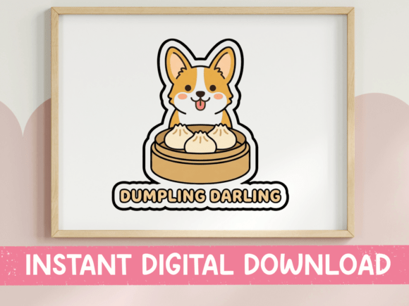 Dumpling Darling Corgi Sticker Graphics for T-Shirt Designs