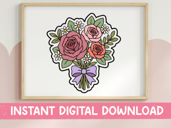 Floral Bouquet Rose Sticker Design for Graphics and T-Shirt Designs