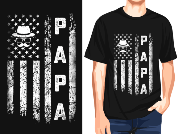 Papa Vintage Flag Graphics for T-Shirt Designs