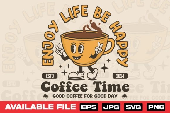 Retro Coffee Cup Carton Graphics for T-Shirt Designs